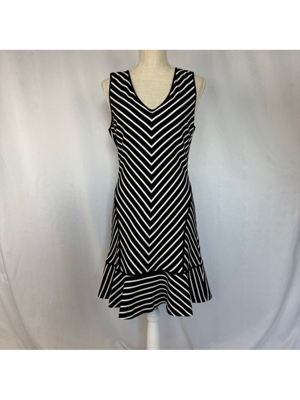 Juicy Couture Body Couture, Black White Stripe Dress Women’s Medium Stretchy